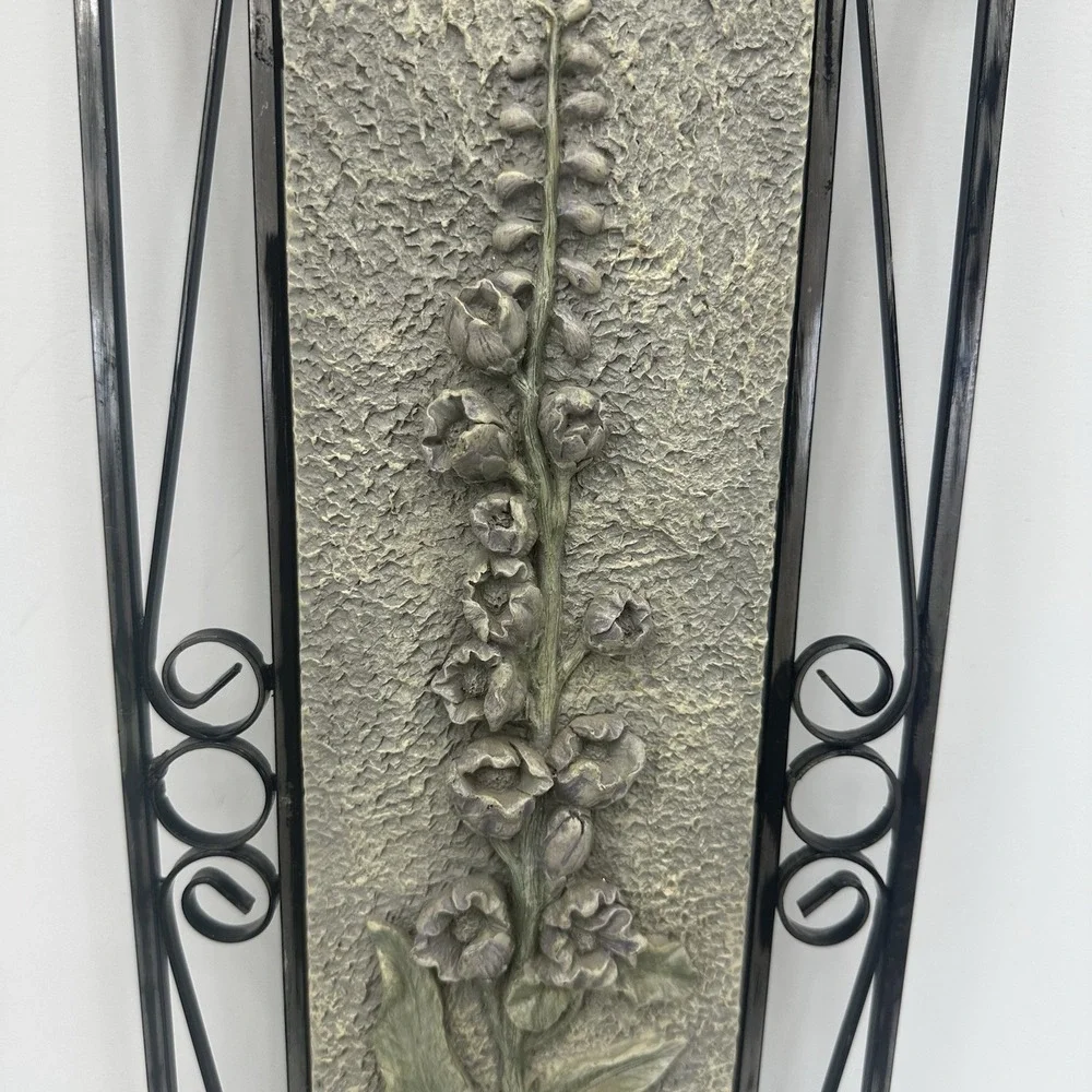 French Country Iron Scroll Floral Wall Farmhouse Botanical Lavender Foxglove